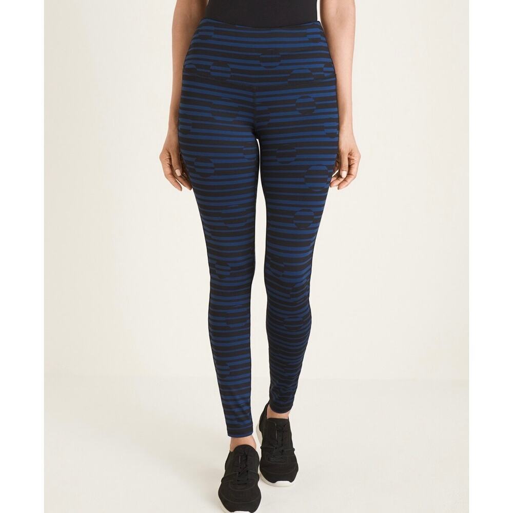 Chico's Zenergy So Slimming Blue and Black Geometric Leggings, size 4